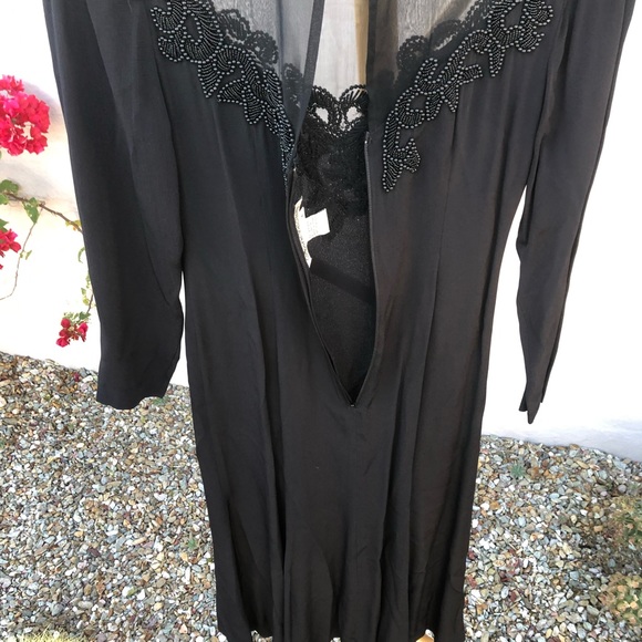 Vintage beaded sheer mesh Marie St. Claire size four long sleeve dress - Picture 14 of 16